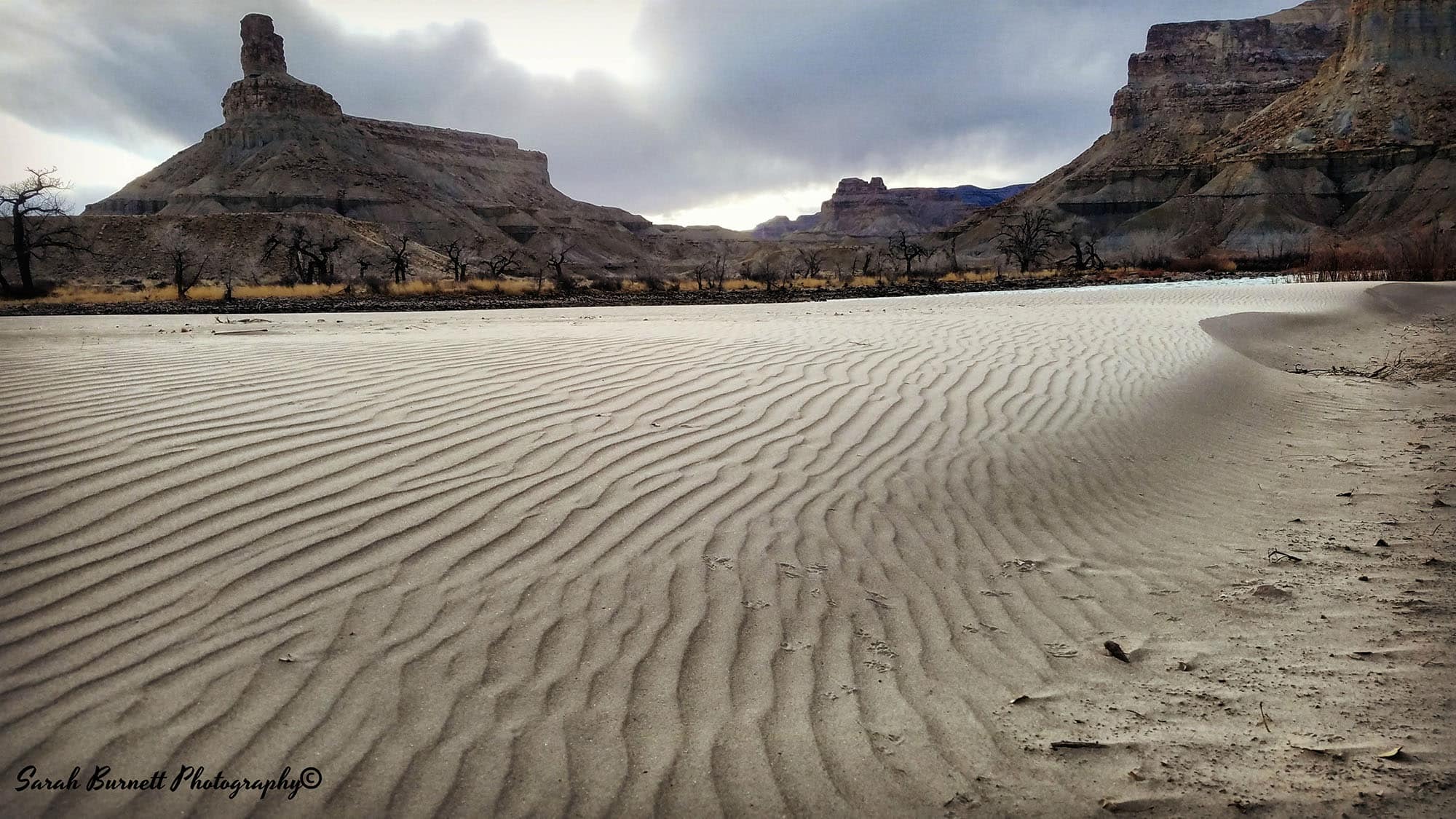 Windswept white sands at Swasey's Beach, Green River, UT