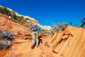 Man Hiking In a Utah National Park